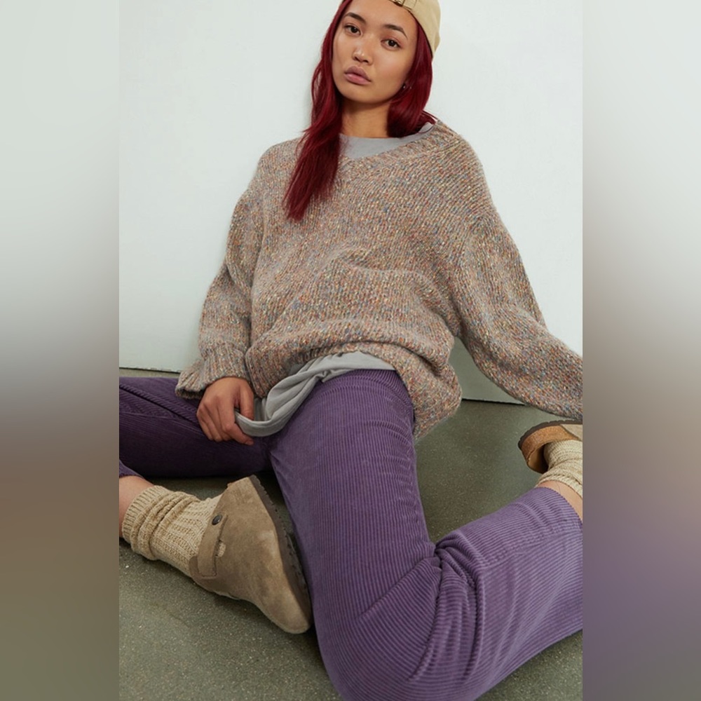 NWT PacSun High Rise Straight Purple Corduroy Size 30